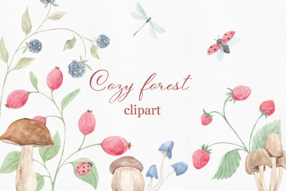 Download Watercolor Cozy Forest Clipart, Mushroom - Forest clipart Collection