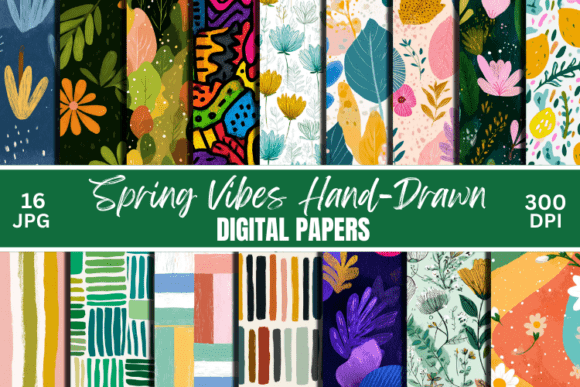 Download Spring Vibes Hand-Drawn Background Set - Premium Resources